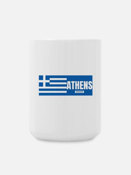 Athens City with Greek Flag - Large Mug 440 ml - white