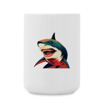 Requin Dessin Animé Personnage Animal De Compagnie Coloré - Grande tasse 440 ml - blanc - Devant
