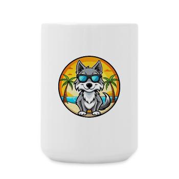 Saarloos Wolfdog Rasse Cartoon Sonnenbrille Strand - Große Tasse 440 ml - Weiß - Vorne