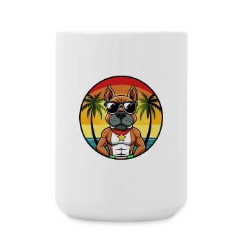 Deutscher Boxer Hund Rasse Cartoon Sonnenbrille Strand - Große Tasse 440 ml - Weiß - Vorne