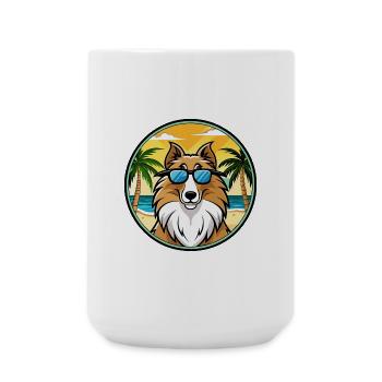 Rough Collie Hunderasse Cartoon Sonnenbrille Strand - Große Tasse 440 ml - Weiß - Vorne