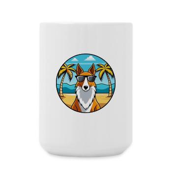 Smooth Collie Chien Race Dessin Animé Lunettes de Soleil Plage - Grande tasse 440 ml - blanc - Devant