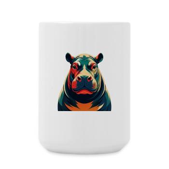 hippopotame dessin animé personnage animal de compagnie coloré - Grande tasse 440 ml - blanc - Devant