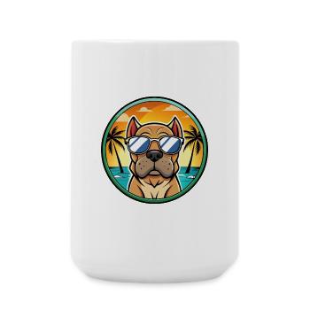 Mastiff Hund Rasse Cartoon Sonnenbrille Strand - Große Tasse 440 ml - Weiß - Vorne
