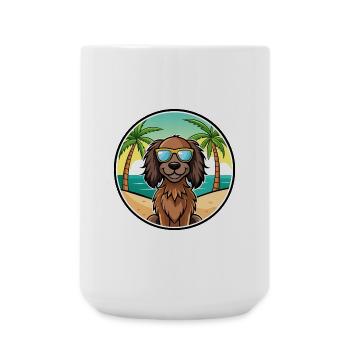 Deutsch Langhaar Vorstehhund Rasse Cartoon Strand - Große Tasse 440 ml - Weiß - Vorne