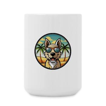 Indischer Paria Hund Rasse Cartoon Sonnenbrille Strand - Große Tasse 440 ml - Weiß - Vorne
