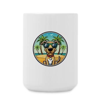 Plott Hound Chien Race Dessin Animé Lunettes De Soleil Plage - Grande tasse 440 ml - blanc - Devant