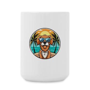 Picardie Spaniel Hund Rasse Cartoon Sonnenbrille Strand - Große Tasse 440 ml - Weiß - Vorne
