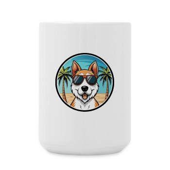 Foxterrier Smooth Dog Rasse Cartoon Sonnenbrille - Große Tasse 440 ml - Weiß - Vorne
