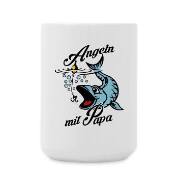 Angeln mit Papa. Ein Angeltag mit Papa - Große Tasse 440 ml - Weiß - Vorne