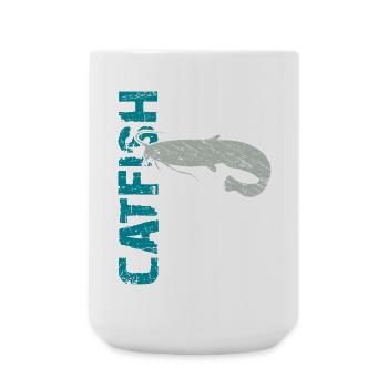 Pêche au poisson-chat Pêche sportive Poisson fort - Grande tasse 440 ml - blanc - Devant