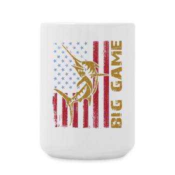 Jumping Marlin with US flag Deep Sea Fishing - Large Mug 440 ml - white - Front