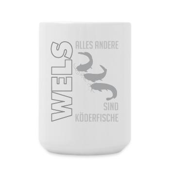 Wels angeln Waller fischen Sportfischen auf Wels - Große Tasse 440 ml - Weiß - Vorne