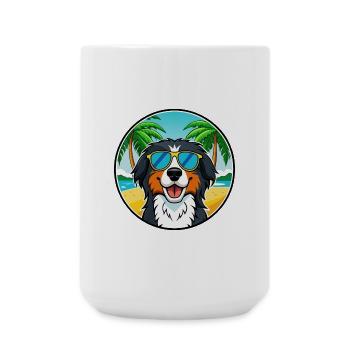Berner Sennenhund Rasse Cartoon Sonnenbrille Strand - Große Tasse 440 ml - Weiß - Vorne