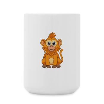 Pavian Niedliche Maskottchen Zeichentrickfigur Kawaii - Große Tasse 440 ml - Weiß - Vorne