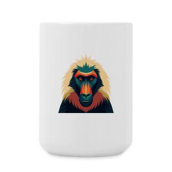 Pavian Zeichentrickfigur Buntes Haustier Tier - Große Tasse 440 ml - Weiß - Vorne