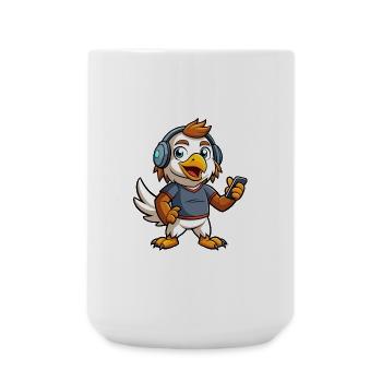 Eagle Funny Cartoon Character Musique de casque - Grande tasse 440 ml - blanc - Devant