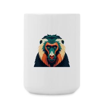 Pavian Zeichentrickfigur Buntes Haustier Tier - Große Tasse 440 ml - Weiß - Vorne