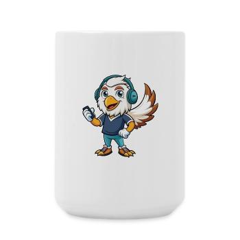 Eagle Funny Cartoon Character Musique de casque - Grande tasse 440 ml - blanc - Devant