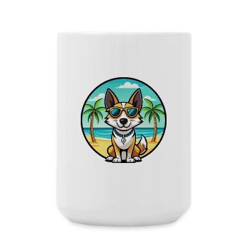 Toy Fox Terrier Chien Race Dessin Animé Lunettes De Soleil Plage - Grande tasse 440 ml - blanc - Devant