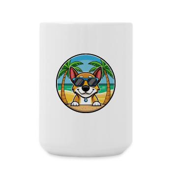 Serbischer dreifarbiger Laufhund Rasse Cartoon Strand - Große Tasse 440 ml - Weiß - Vorne