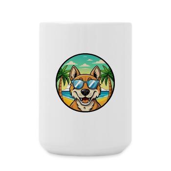 Russischer Jagdhund Rasse Cartoon Sonnenbrille Strand - Große Tasse 440 ml - Weiß - Vorne