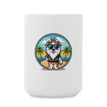 Picardie Schäferhund Rasse Cartoon Sonnenbrille Strand - Große Tasse 440 ml - Weiß - Vorne