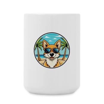 Lunettes de soleil de dessin animé de race de chien chantant de Nouvelle-Guinée - Grande tasse 440 ml - blanc - Devant