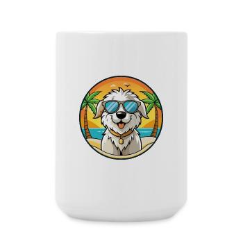 Maremma Schäferhund Rasse Cartoon Sonnenbrille Strand - Große Tasse 440 ml - Weiß - Vorne