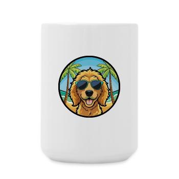 Goldendoodle Hunderasse Cartoon Sonnenbrille Strand - Große Tasse 440 ml - Weiß - Vorne