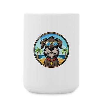 Deutscher Drahthaar Vorstehhund Rasse Cartoon Strand - Große Tasse 440 ml - Weiß - Vorne