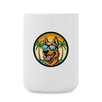 Deutscher Windhund Rasse Cartoon Sonnenbrille Strand - Große Tasse 440 ml - Weiß - Vorne