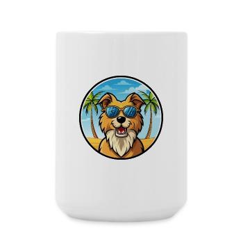 Kroatischer Schäferhund Rasse Cartoon Sonnenbrille Strand - Große Tasse 440 ml - Weiß - Vorne