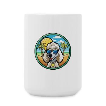 Caniche Corné Chien Race Dessin Animé Lunettes De Soleil Plage - Grande tasse 440 ml - blanc - Devant