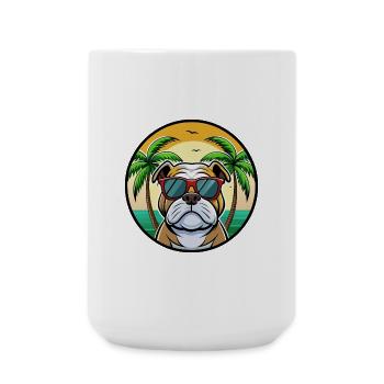 Bulldog Breed Cartoon Lunettes de soleil Beach - Grande tasse 440 ml - blanc - Devant