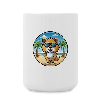 Spielzeug Deutscher Spitz Hund Rasse Cartoon Sonnenbrille Strand - Große Tasse 440 ml - Weiß - Vorne