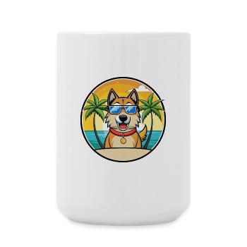 Schäferhund Rasse Cartoon Sonnenbrille Strand - Große Tasse 440 ml - Weiß - Vorne
