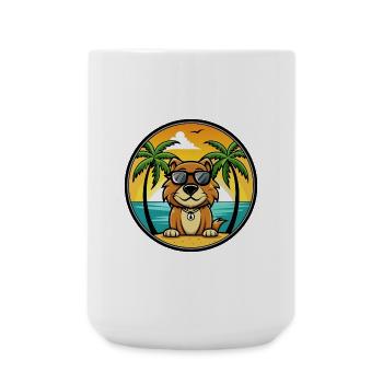 Smaland Hound Hund Rasse Cartoon Sonnenbrille Strand - Große Tasse 440 ml - Weiß - Vorne
