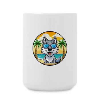 Saarloos Wolfdog Rasse Cartoon Sonnenbrille Strand - Große Tasse 440 ml - Weiß - Vorne