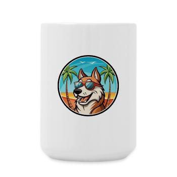 Russischer Jagdhund Rasse Cartoon Sonnenbrille Strand - Große Tasse 440 ml - Weiß - Vorne