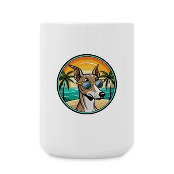 Lévrier polonais race chien dessin animé lunettes de soleil plage - Grande tasse 440 ml - blanc - Devant