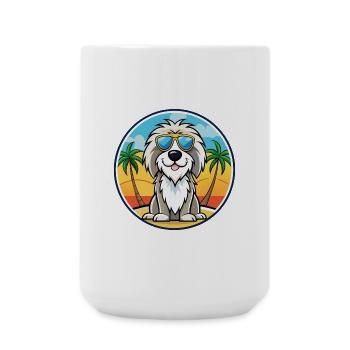 Picardie Schäferhund Rasse Cartoon Sonnenbrille Strand - Große Tasse 440 ml - Weiß - Vorne