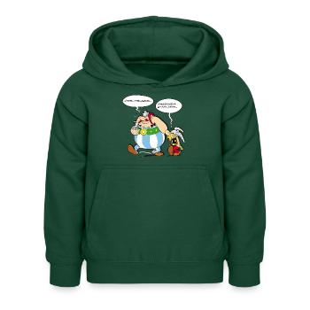 Asterix & Obelix Sprechblasen - Kinder Hoodie - Flaschengrün - Vorne - AI Model Kid Female (0cm)