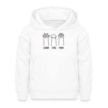 Schere Stein Papier Katze Pfote Spiel Katzenpfoten - Kinder Hoodie - Weiß - Vorne - AI Model Kid Female (0cm)