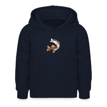 Hecht - Kinder Hoodie - Navy - Vorne - AI Model Kid Female (0cm)