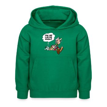 Asterix & Obelix Wir lassen nicht locker! - Kinder Hoodie - Kelly Green - Vorne - AI Model Kid Female (0cm)