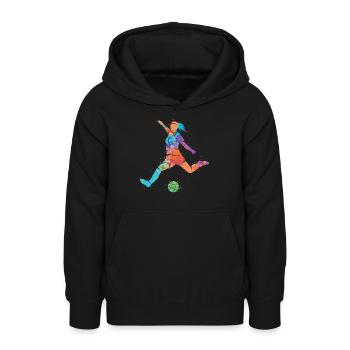 Fußballerin Bunt Fußball Mädchen Fußballspieler - Teenager Hoodie - Schwarz - Vorne - AI Model Teenager Male light (155cm)