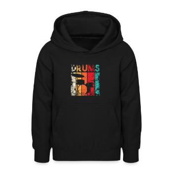 Drums Drummer Schlagzeuger Schlagzeugspieler Retro - Teenager Hoodie - Schwarz - Vorne - AI Model Teenager Male light (155cm)