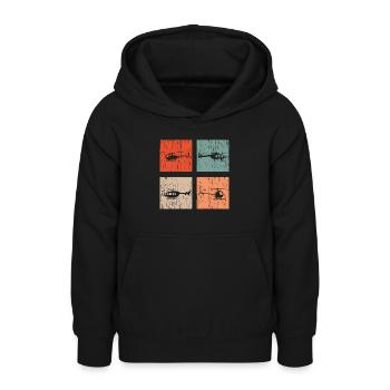 Helicopter Vintage - Teenager Hoodie - Schwarz - Vorne - AI Model Teenager Male light (155cm)