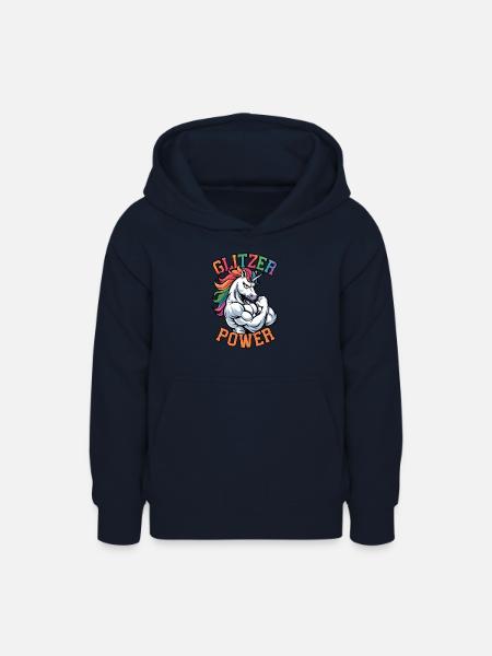 Glitzer Power Einhorn - Teenager Hoodie - Navy